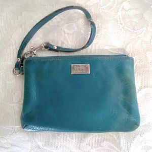 Vintage teal COACH leather zip wristlet FREE with another purchase if you ask!